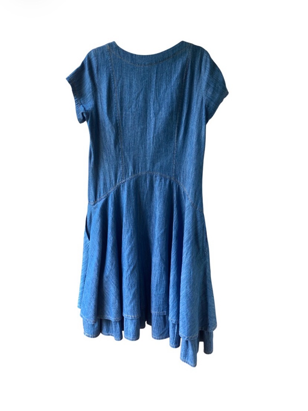 NWOT OLARS ULLA MIDI Denim Jeans Dress Size S Short Sleeves Made In Sweden - Picture 4 of 12